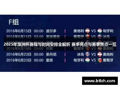2025年澳洲杯赛程与时间安排全解析 赛季亮点与赛事焦点一览
